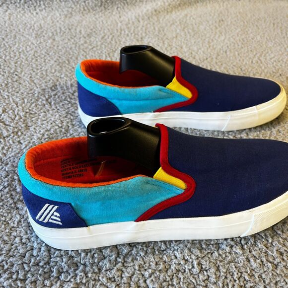 Aldi Gear Rainbow Shoes Womens 9 Slip On Canvas Blue Red Yellow Sneakers Logo - Picture 4 of 11
